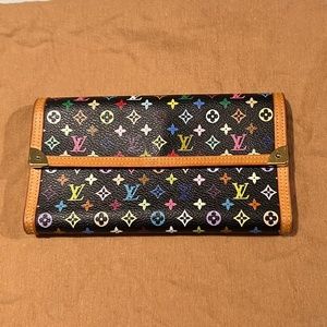 Authentic Louis Vuitton Long Wallet Bifold Multi Coloured Monogram